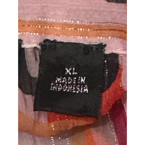 Essentials By Milano XL Pink Geometric Button Up Blouse Retro Cityworkcore - Picture 8 of 11